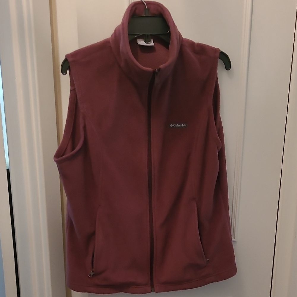 Columbia Heathered Plum Zip Up Vest Size XL